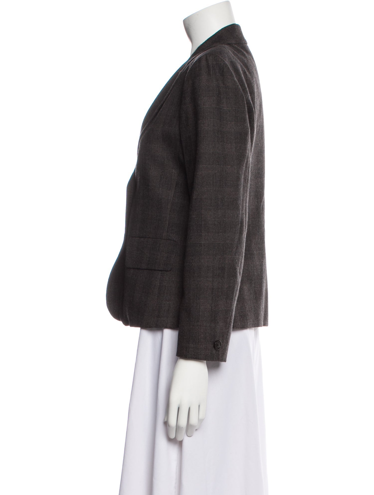 Weekend Max Mara Virgin Wool Plaid Print Blazer